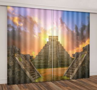 3d Print Window Curtains Blockout Drapes Fabric Ancient Egyptian Retro Building