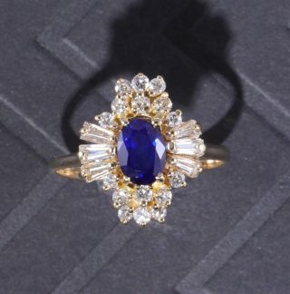 Stunning Ballerina 18k Yellow Gold Natural Blue Sapphire & Diamond Ring 2ct 2