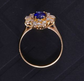 Stunning Ballerina 18k Yellow Gold Natural Blue Sapphire & Diamond Ring 2ct 4