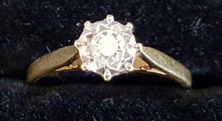 18 Carat Gold Platinum & Diamond Vintage Art Deco Antique Ring - Size O