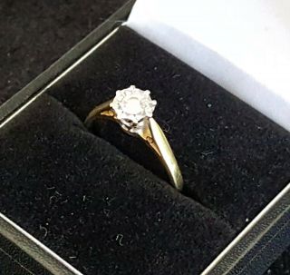 18 carat gold platinum & diamond vintage Art Deco antique ring - size O 2