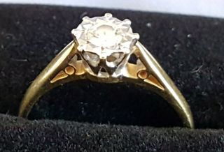 18 carat gold platinum & diamond vintage Art Deco antique ring - size O 3