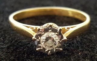 18 carat gold platinum & diamond vintage Art Deco antique ring - size O 4