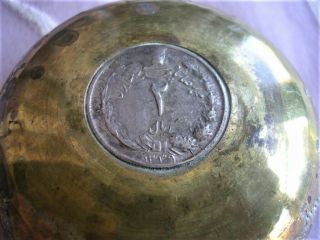 Persian Islamic Brass Dish With Silver Coin