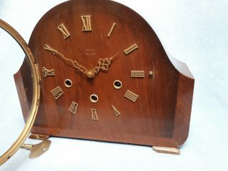 Vintage Smiths Wooden Mantel Clock with Westminster Chime & Roman Numerals. 3