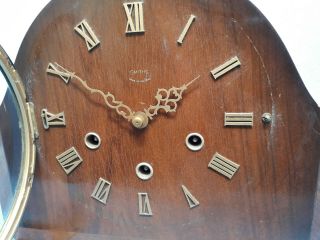 Vintage Smiths Wooden Mantel Clock with Westminster Chime & Roman Numerals. 4