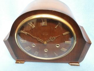 Vintage Smiths Wooden Mantel Clock with Westminster Chime & Roman Numerals. 5