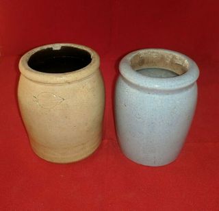 Antique Mini Small App.  4 " White Hall? Pottery Salt Glaze Stoneware Crock,  1
