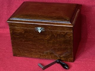 Antique REGINA Music Box Player Oak Cabinet With Disc Cond 12