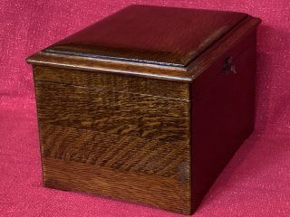 Antique REGINA Music Box Player Oak Cabinet With Disc Cond 4