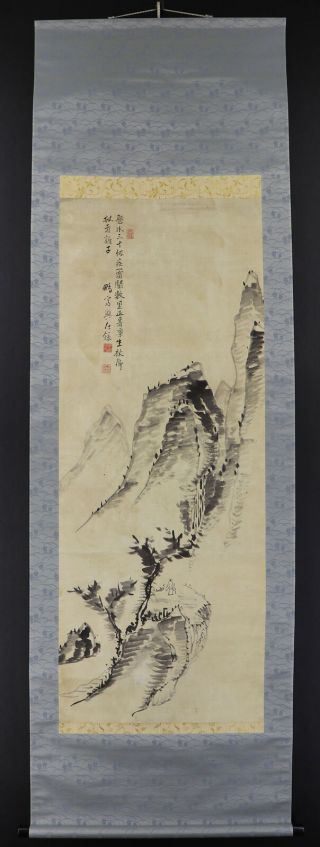 JAPANESE HANGING SCROLL ART Painting Sansui Landscape Asian antique E7293 2