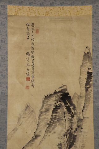 JAPANESE HANGING SCROLL ART Painting Sansui Landscape Asian antique E7293 3