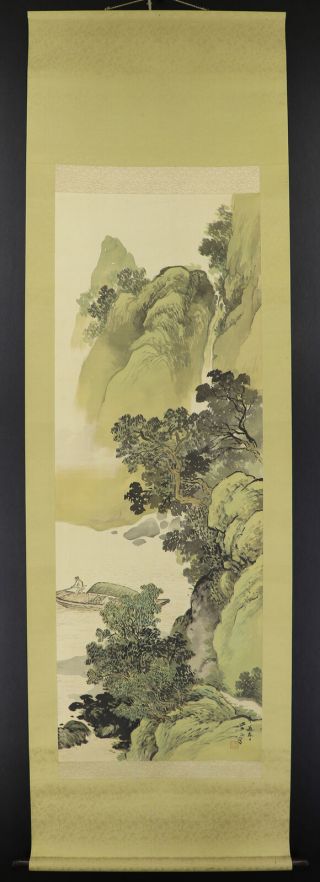 JAPANESE HANGING SCROLL ART Painting Sansui Landscape Asian antique E7283 2