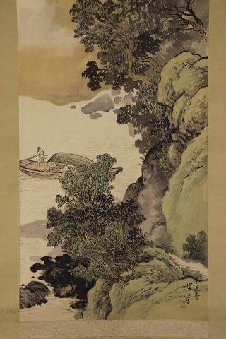 JAPANESE HANGING SCROLL ART Painting Sansui Landscape Asian antique E7283 4