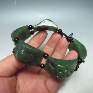 100 Natural Chinese Hetian Jade Hand - Carved Wudu Bracelet A