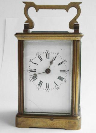 Vintage Brass Carriage Clock With Key - For Spares / Repairs,  Wind - Up