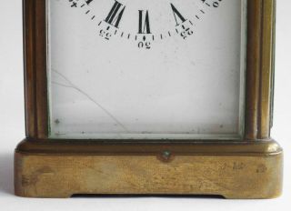Vintage brass Carriage Clock with key - for spares / repairs,  wind - up 5