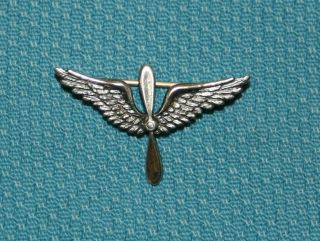 Sterling Wwi Collar Pilot Wings With Propeller Air Service Insignia Corps Bin