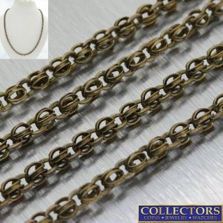 1880s Antique Victorian 14k Yellow Gold 4mm Fancy Cable Chain Link Necklace E8
