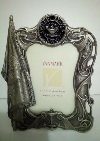 Vanmark Military Silver Metal Frame For 3.  5 " X 5 " Picture U.  S.  Navy Seal Veteran