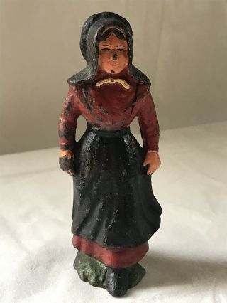 Rare Hubley Heavy Cast Iron Hand Painted Doorstop Of A Woman