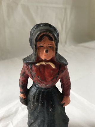 Rare Hubley Heavy Cast Iron Hand Painted Doorstop of a Woman 2