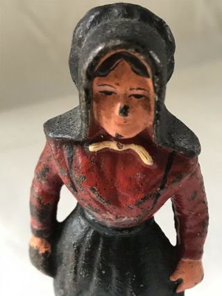 Rare Hubley Heavy Cast Iron Hand Painted Doorstop of a Woman 3