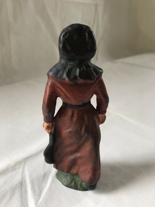 Rare Hubley Heavy Cast Iron Hand Painted Doorstop of a Woman 5