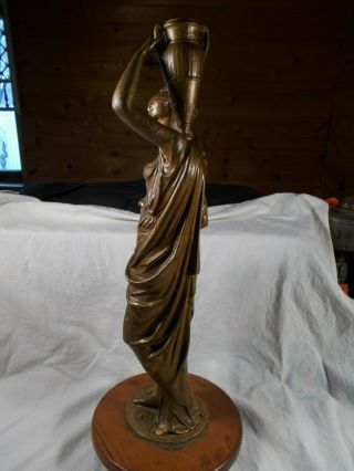 Antique Victorian QUALITY Lady wUrn Figural Parlor Table Lamp Statue 20in tall 5