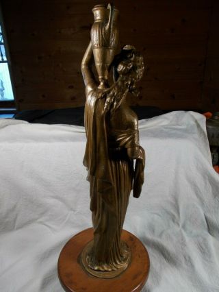 Antique Victorian QUALITY Lady wUrn Figural Parlor Table Lamp Statue 20in tall 6