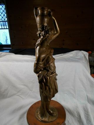 Antique Victorian QUALITY Lady wUrn Figural Parlor Table Lamp Statue 20in tall 8