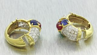 $5000 18k Yellow Gold 1.  5ctw Diamond 0.  75ctw Sapphire Emerald Ruby Drop Earrings 5