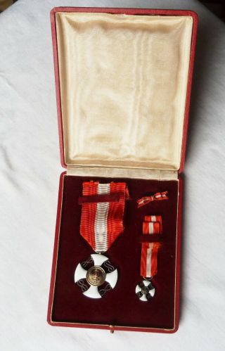 ITALY FASCIST SAVOY ORDER OF THE CROWN ITALY KINGDOM SET OF 3 MEDAL CROSS 1930 ' s 3