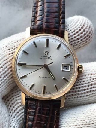 Vintage Omega Seamaster Geneve Automatic Cal.  565 Solid Gold 18k Mens 34mm Swiss