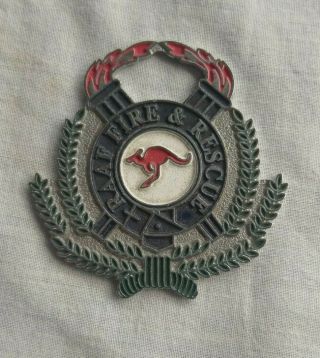 Australian 1980 ' s RAAF Fire & Rescue metal badge / plaque 2