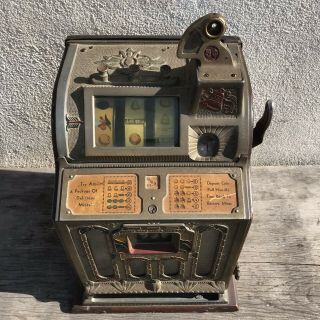Antique Mills Slot Machine Liberty Bell 5 Cent Front Vendor Goose Neck