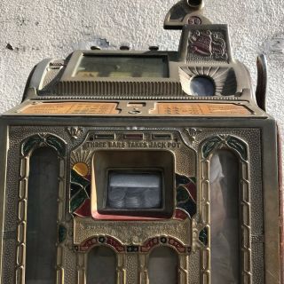 Antique Mills Slot Machine Liberty Bell 5 Cent Front Vendor Goose Neck 7