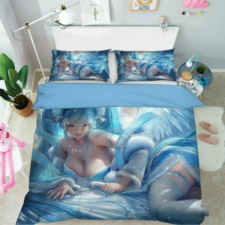 3d Blue Ancient Girl C029 Japan Anime Bed Quilt Duvet Cover Double Zoe
