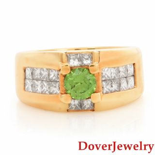 Estate Diamond 2.  53ct Tsavorite 18K Gold Geometric Band Ring 15.  0 Grams NR 2