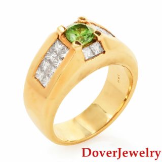 Estate Diamond 2.  53ct Tsavorite 18K Gold Geometric Band Ring 15.  0 Grams NR 4