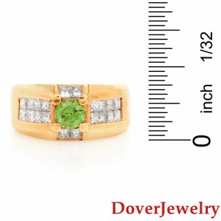 Estate Diamond 2.  53ct Tsavorite 18K Gold Geometric Band Ring 15.  0 Grams NR 6