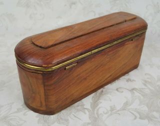 Antique Vintage Wood and Brass Locking Storage Box With Key and Drawer 6