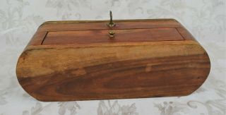 Antique Vintage Wood and Brass Locking Storage Box With Key and Drawer 7