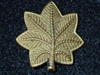 Wwi Us Army Officers Rank Insignia Device Major Leaf Wartime Ornate Pin - Back