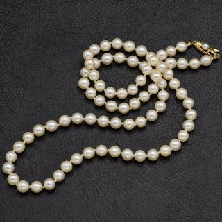 Mikimoto Vintage 14k Yellow Gold Sea Pearl Beaded Strand Necklace 36.  4 G 26 Inch