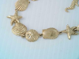 14K SOLID GOLD MICHAEL ANTHONY SEA LIFE CHARM BRACELET STARFISH CLAMS SEAHORSE 3