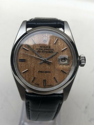 Vintage Rare Rolex Oyster Perpetual Airking Date Refinished Wooden Dial 1500