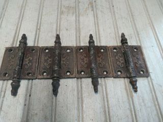 4 Antique Vtg Cast Iron 2 - 1/2 " X 2 - 1/2 Eastlake Hinges