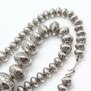 Old Pawn Vintage Sterling Silver Navajo Pearl Graduated Heavy Bead Necklace 200g 4