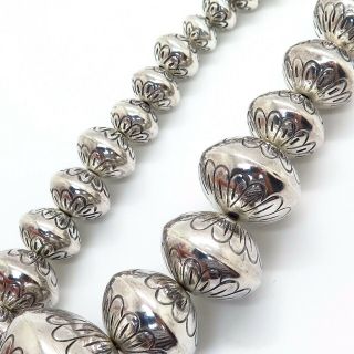 Old Pawn Vintage Sterling Silver Navajo Pearl Graduated Heavy Bead Necklace 200g 8